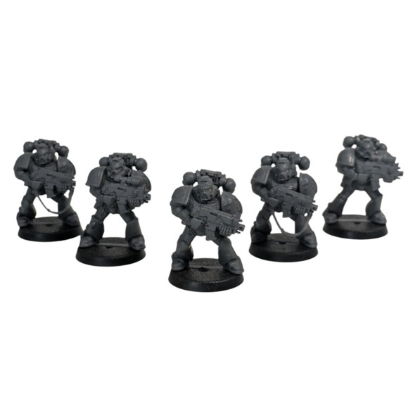 Warhammer 40k Dark Angels Space Marines Lot of 5 Assembled Unpainted w Brush - Picture 1 of 16